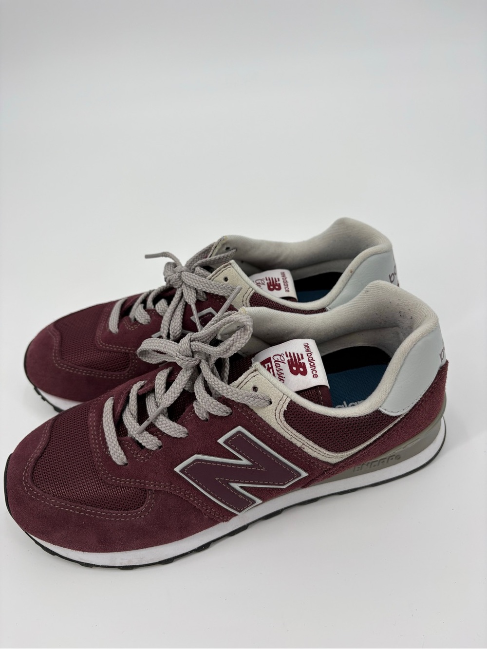 New Balance 574 Classic ML574EVM Burgundy Suede Mesh Sneakers Men’s 8.5 Women’s - Picture 5 of 12